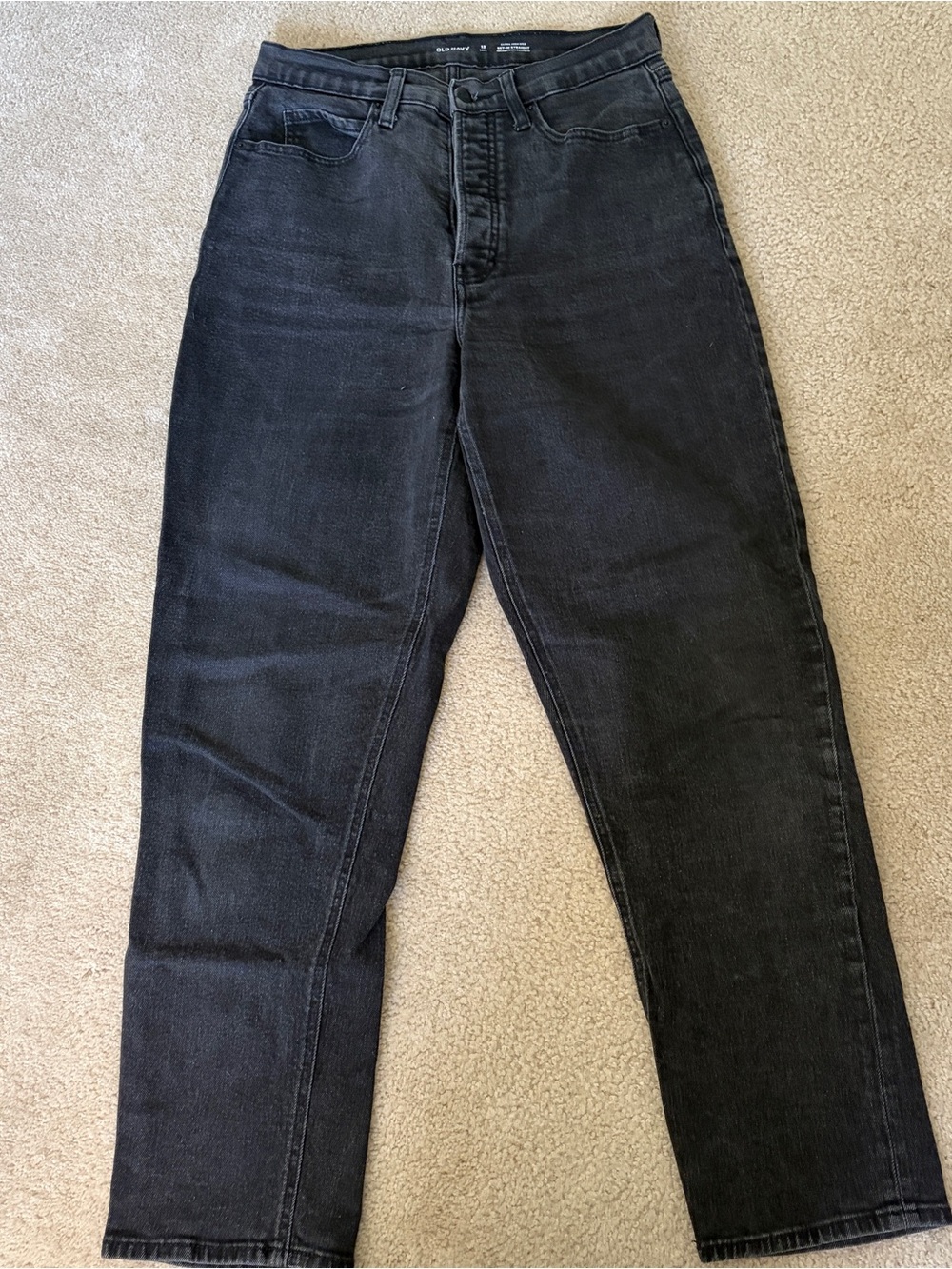 Extra High-Rise Sky-Hi Straight Black Wash Denim - size 12 tall